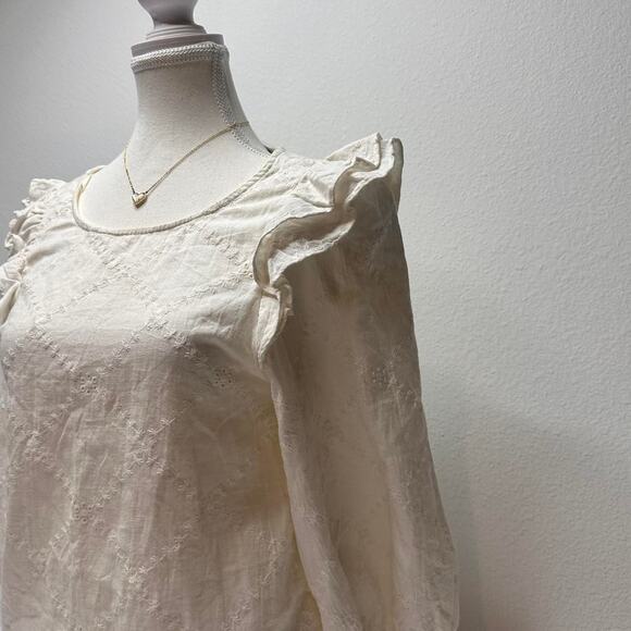 TRF Collection Zara Size Small Beautiful Cottage Core Romantic Cream Blouse - Picture 3 of 7